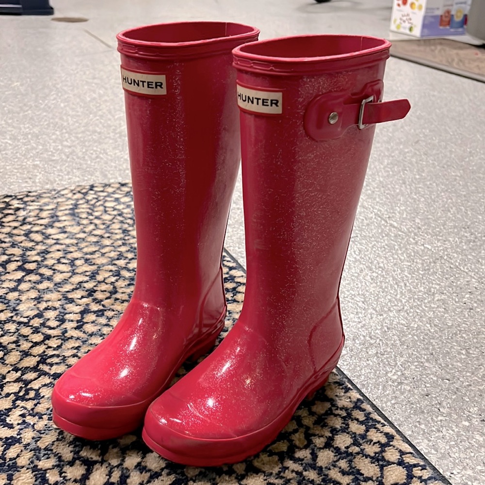 Hunter Girls Tall sparkly pink Rain boots
